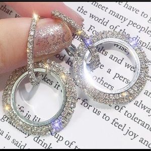 Silver Plated “Diamond” Hoop Earring